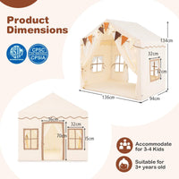 3-4 Kids Large Play Tent House with 2 Opening Doors Star Lights