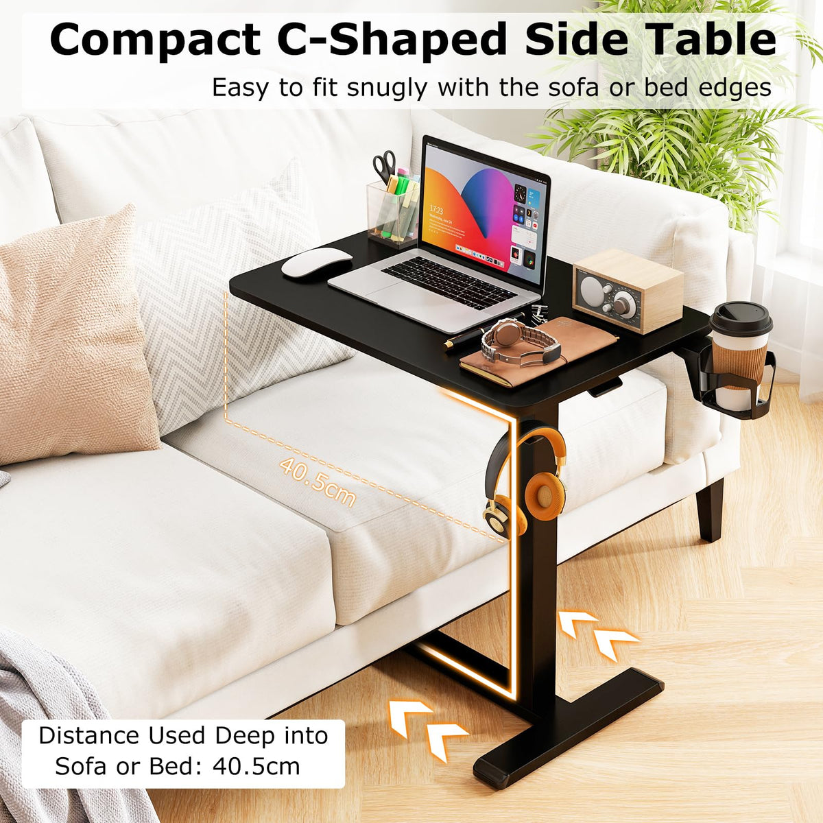 Mobile Standing Desk, Height Adjustable Overbed Bedside Table