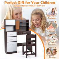 Kids Desk and Chair Set with Hutch and Bulletin Board