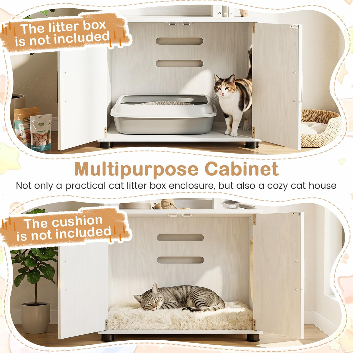 142 cm Tall 2-in-1 Cat Litter Box Enclosure w/Storage Pet House Corner Bookshelf