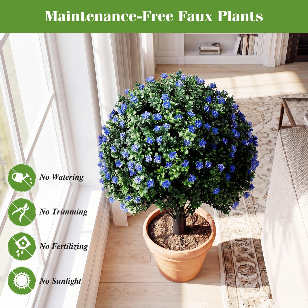 2 Pack Artificial Camellia Boxwood Topiary Ball Trees