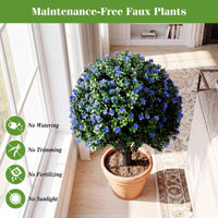 2 Pack Artificial Camellia Boxwood Topiary Ball Trees