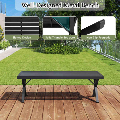 138 cm Heavy-Duty 2-Person Bench w/Slatted Seat & X Legs