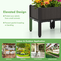 Set of 2 Raised Planter Boxes with Self-Watering System