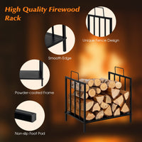 Firewood Log Rack, for Indoor Outdoor Steel Log Holder w/50 kg Load Capacity