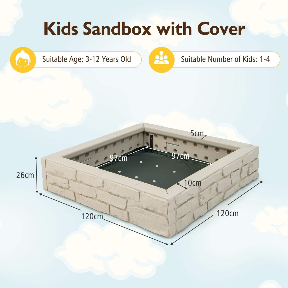 2-In-1 Sandbox with Waterproof Oxford Fabric Cover and Bottom Liner