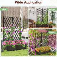 Raised Garden Bed with Trellis Double Planter Box for Climbing Plants
