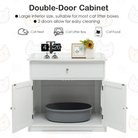 Cat Litter Box Enclosure, Hidden Cat Washroom Furniture W/Drawer & 2 Doors