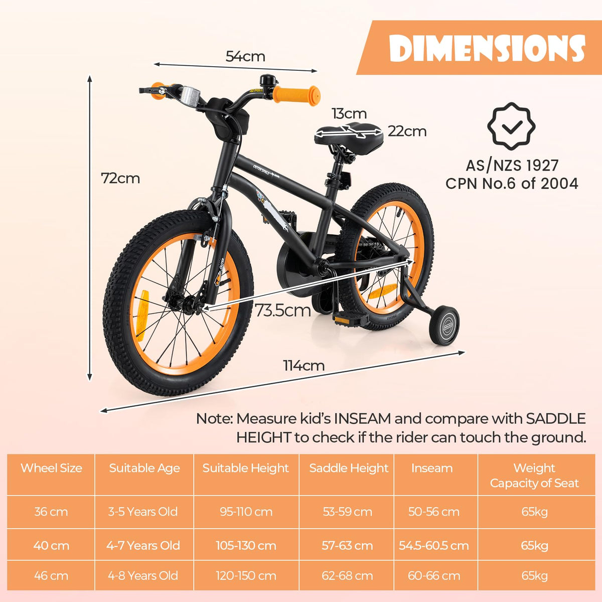 Kids Bike for 4-7 Years Old Sport Bicycle Adjustable with Training Wheels