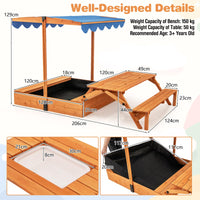 Outdoor Foldable Kids Wooden Sand Box with Lid Cover