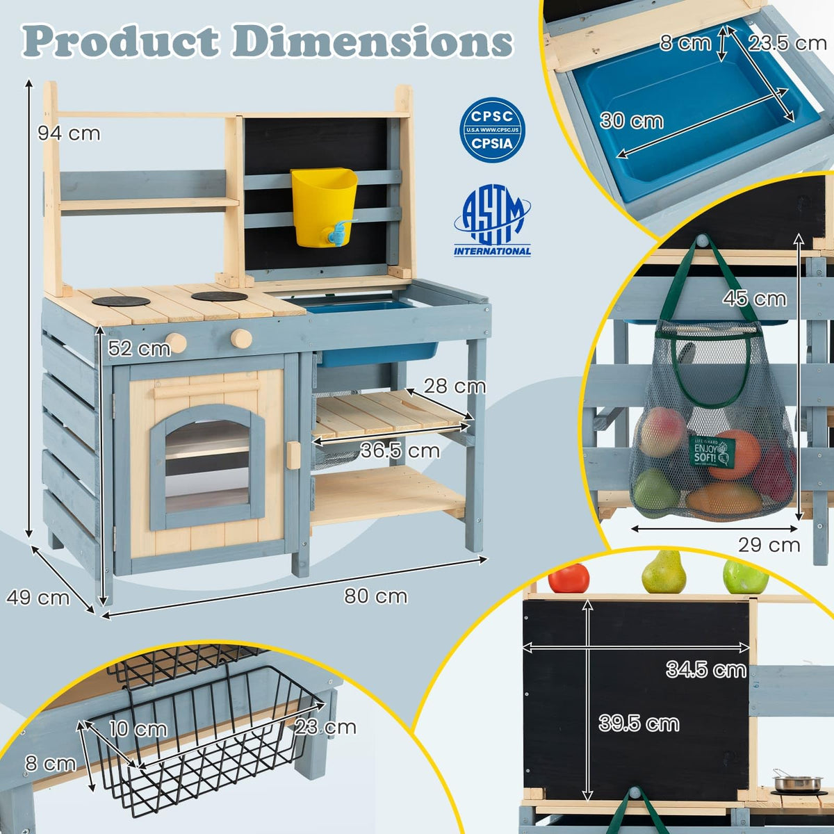 2-In-1 Outdoor Kids Play Kitchen and Grocery Store for 3-8 Years Old Toddlers