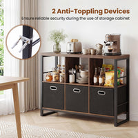 6 Cube Storage Organizer with 3 Bins Industrial Metal Frame Bookshelf 2-Tier