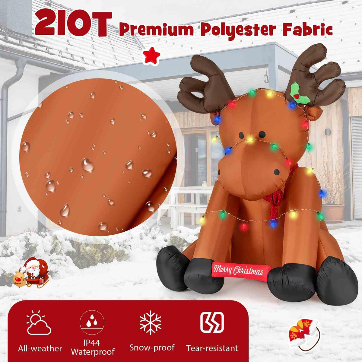 2.6M Tall Christmas Inflatable Reindeer Outdoor Decoration