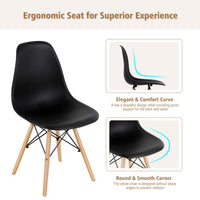 Giantex Eames Dining Chairs, Molded Shell Plastic Chairs w/Wood Legs & Ergonomic Backrest