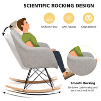 Accent Rocker Chair, Rocking Side Chair w/High Ergonomic Backrest & Armrest Integration (Gray)