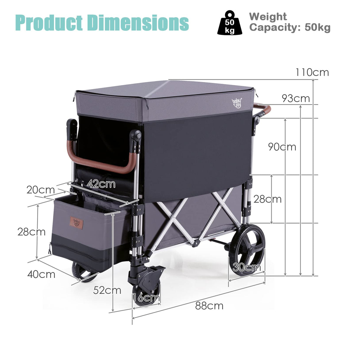 Giantex Baby Stroller, Folding Baby Stroller Wagon with Detachable Canopy