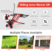 Ride On Lawn Mower Lift Jack, 3-Level Height Adjustable Mower Jack w/2 Wheels