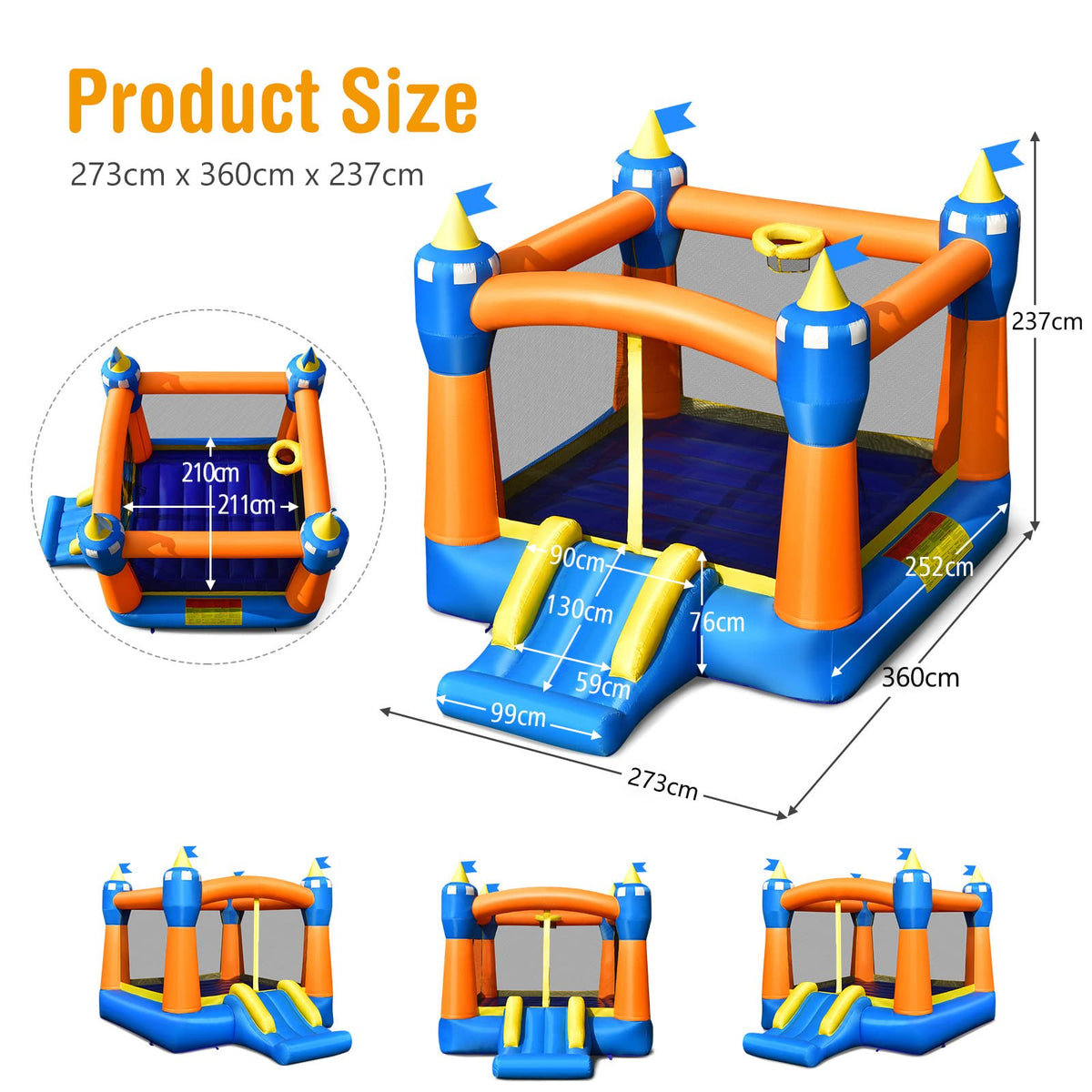 Magic Theme Jumping Slide Bouncer w/Large Jumping Area