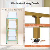 Giantex 3-Tier Glass Console Sofa Table, Narrow Couch Table with Tempered Glass Shelf & Gold Steel Frame