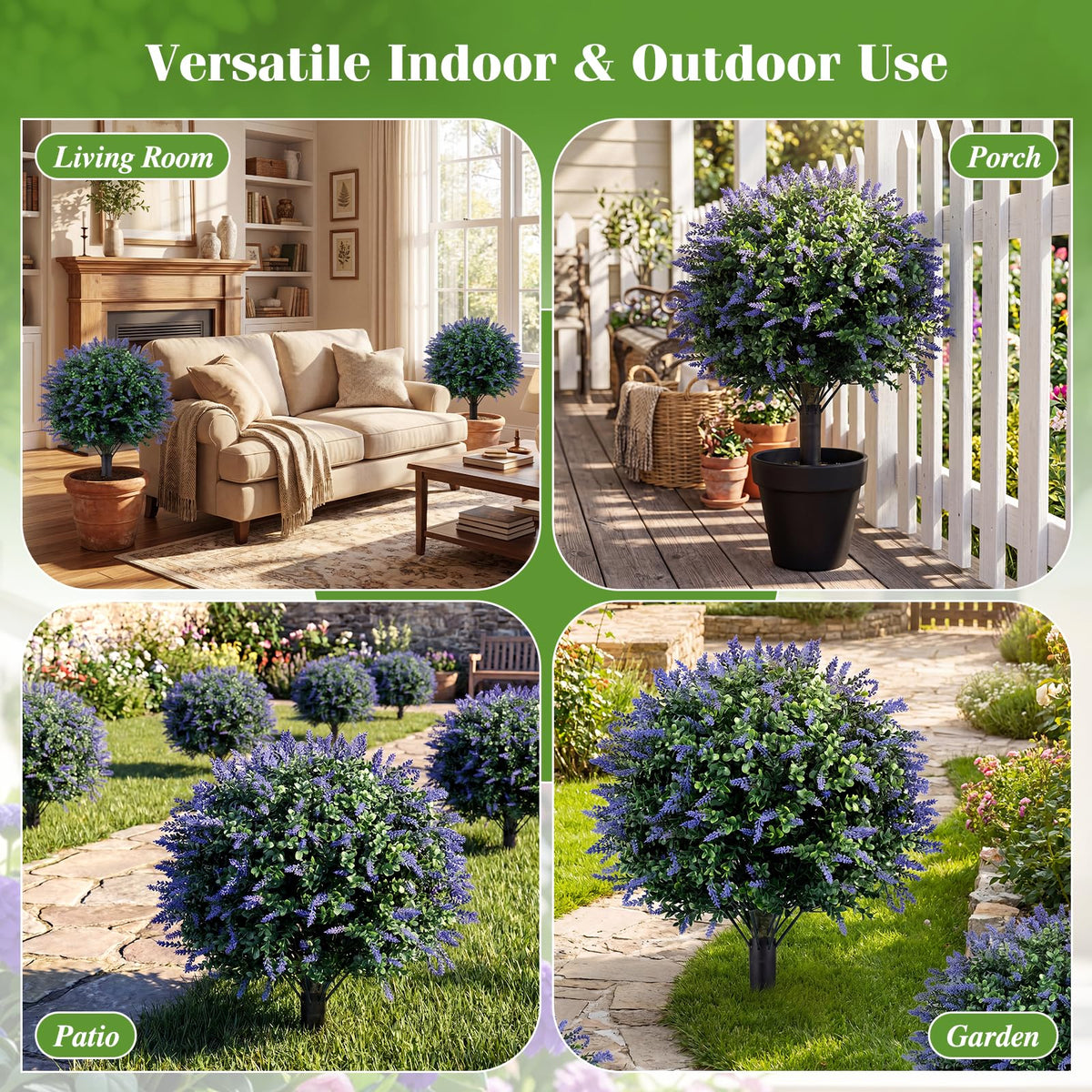 Giantex 2 Pack Artificial Lavender Boxwood Topiary Ball Trees