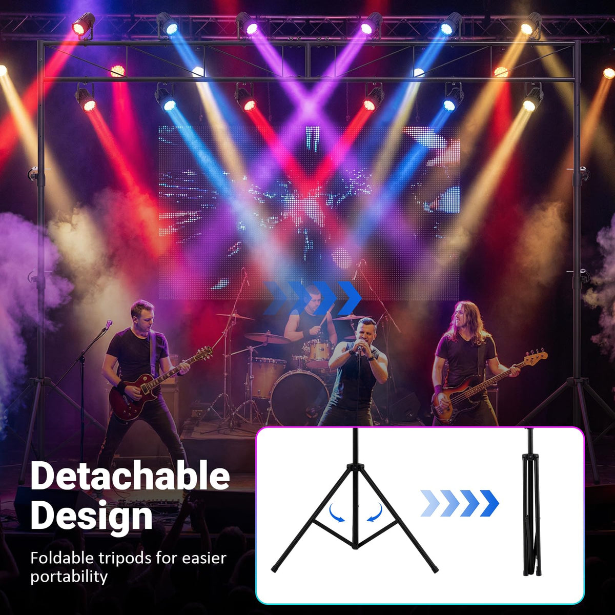 Portable Lighting stand System, Height Adjustable DJ Light Stand