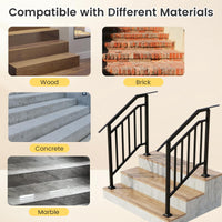 2 Pack Handrails for Outdoor Steps, 3-Step Galvanized Metal Hand Rails