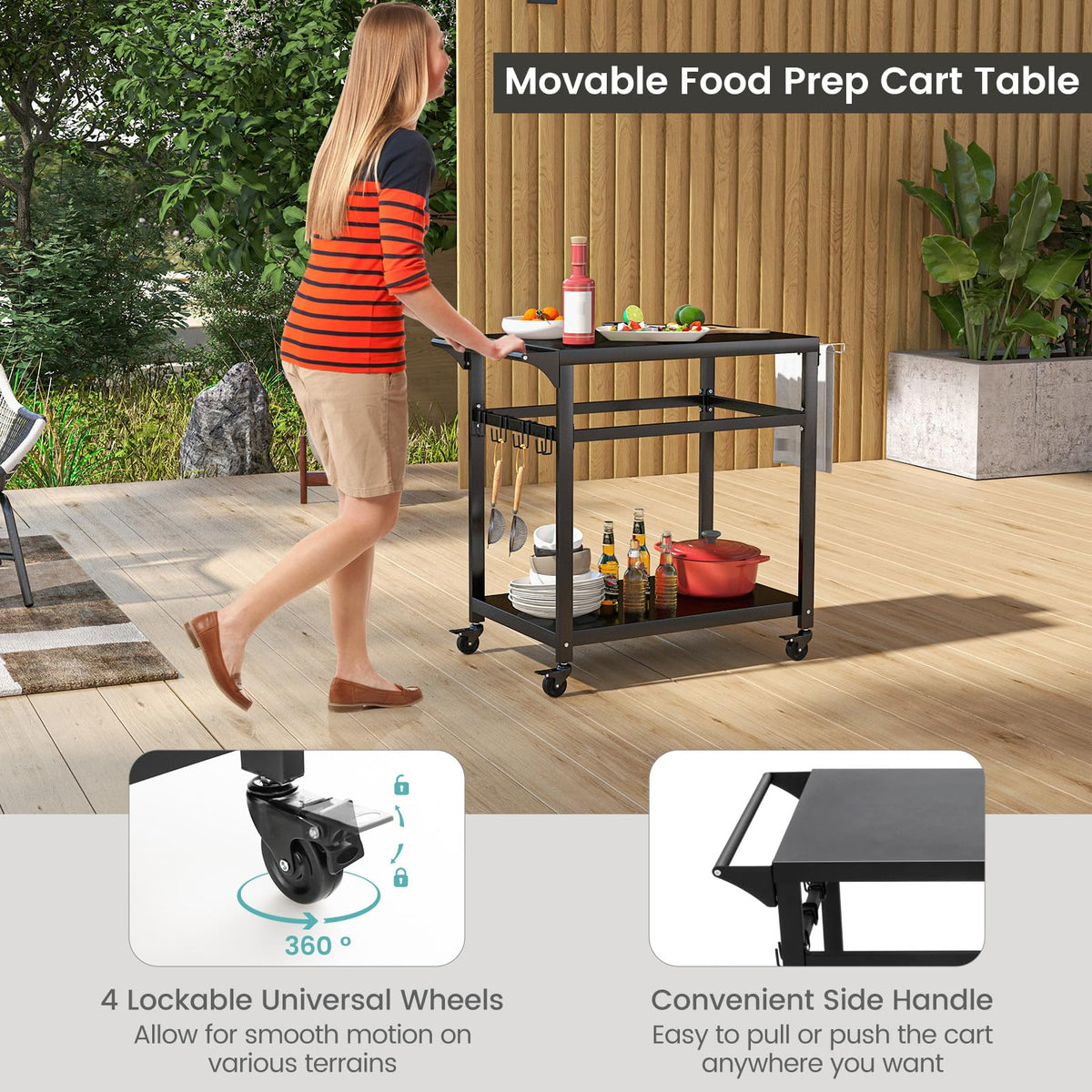 Giantex Outdoor Grill Cart - Pizza Oven Stand Table
