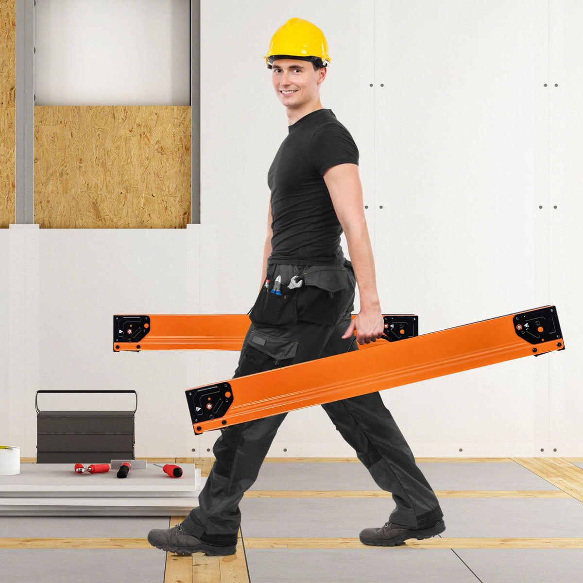 2 Pack Saw Horses, Portable Sawhorses w/ Folding Design