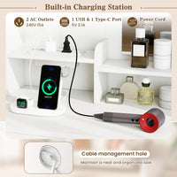 Vanity Desk with Mirror Charging Station USB and Type-C Ports