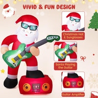 235cm Christmas Inflatable Decoration Santa Claus Plays Guitar with Lights and Music Player