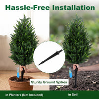 Giantex 2 Pack Artificial Cypress Topiary Trees 90cm Faux Cone Bushes