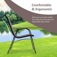 Set of 4 Outdoor Patio Chairs, Stackable Armchair with Weather-Resistant Fabric