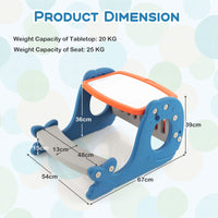 Convertible Kids Activity Table Set with Whiteboard for Kids