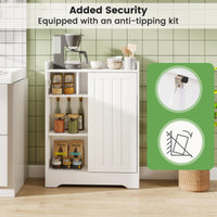 Bathroom Storage Cabinet Slim Floor Cabinet with Toilet Paper Holders Brush Compartment
