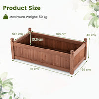 Wood Raised Garden Bed, 111 x 59 x 40 CM Rectangular Planter Box w/Drainage Holes for Growing Vegetables