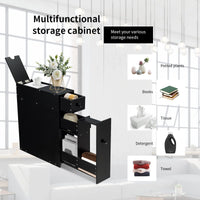 Free Standing Bathroom Floor Storage Cabinet with Drawer and Adjustable Shelf Double Door