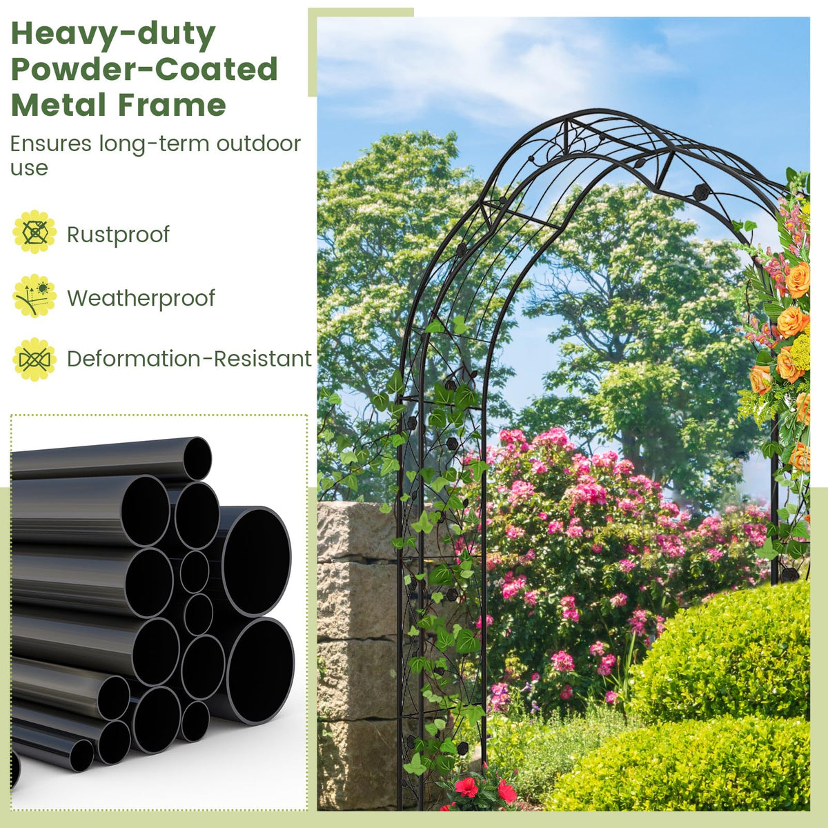 Giantex - 2 Half Garden Arch Trellis, 8.2ft Metal Garden Gazebo