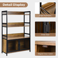 Giantex Industrial Baker’s Rack, 3-Tier Kitchen Microwave Oven Stand w/ 2 Door Storage Cabinet, Rustic Brown