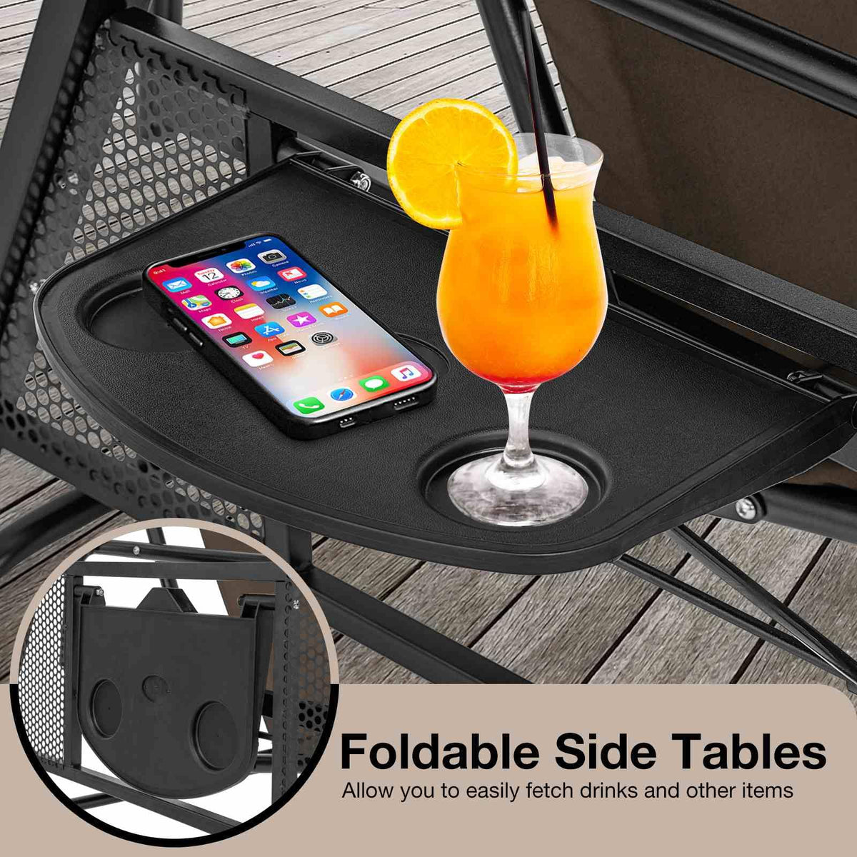 2-in-1 Patio Convertible Swing Chair to Flat Bed