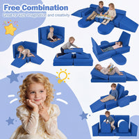 10 PCS Modular Kids Play Couch Toddler Climb & Crawl Foam Playset w/Suede Fabric