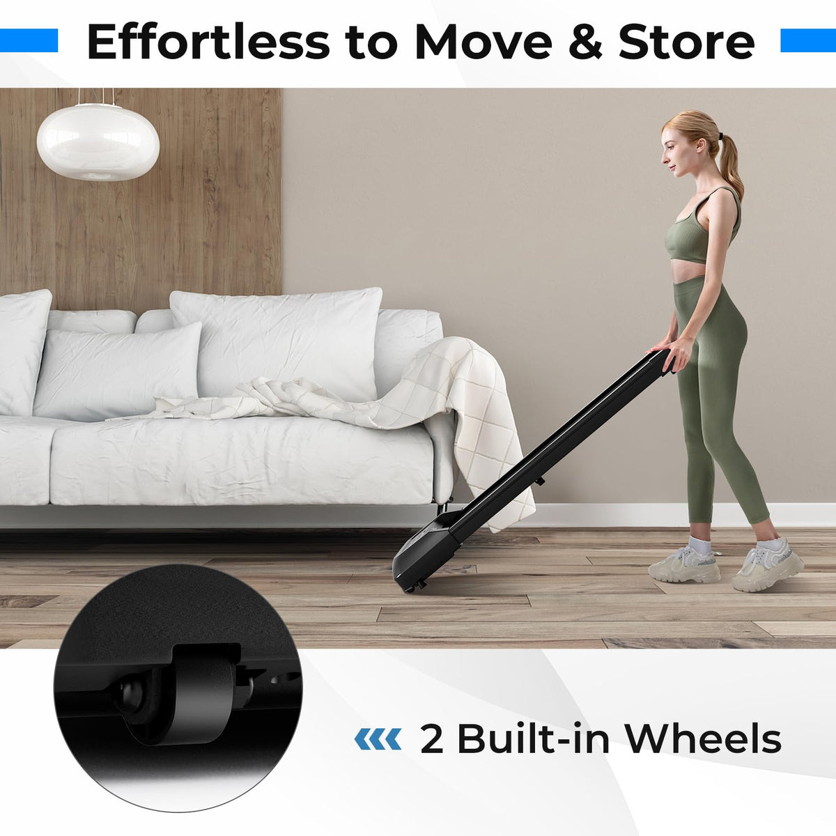 Under Desk Treadmill with Remote Control and LED Display for Home and Office