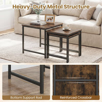 Nesting Coffee Table Set of 3 with Heavy-Duty Metal Frame