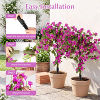 Giantex 2 Pack Bougainvillea Artificial Trees with PE Trunks & Ground Spike