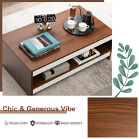 Giantex 94.5 cm Coffee Table, Two-Tier Coffee Table with Storage Shelf