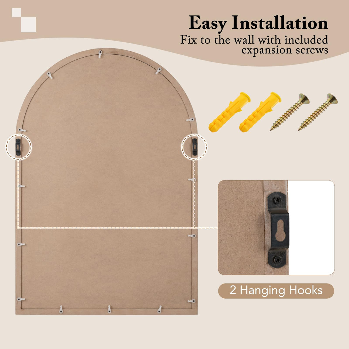 Giantex Arched Window-Like Wall Mirror 88 x 60CM, Decorative Arch Mirror