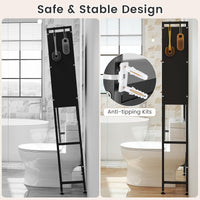 166 cm Over-the-toilet Cabinet Bathroom Organizer with Hooks