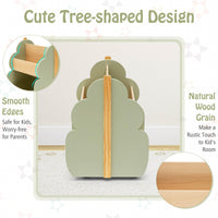 Kids Wooden Bookshelf with Universal Wheels and 2-Tier Storage Shelf