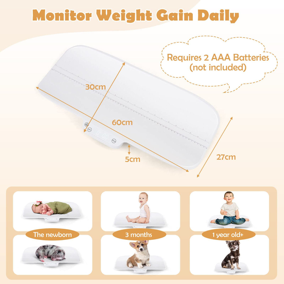 Baby Scale, Pet Scale w/Smart APP Control, Digital LED Display, 4 Weighing Modes