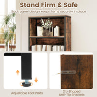 Industrial Freestanding Bookcase with 4 Storage Compartments and Large Fabric Drawer for Study