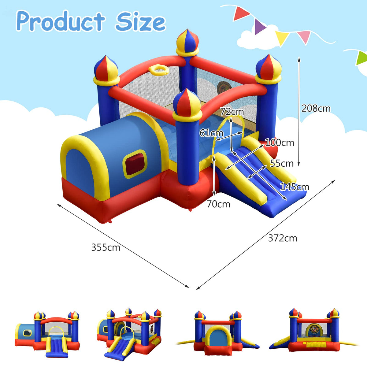 Inflatable Bounce House, 5 in 1 Bouncy Castle for Kids with Playhouse